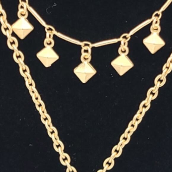 JARDIN Gold Layered Blue Sodalite Stone Fringe Pendant Chain Necklace ~ NEW - Picture 5 of 7